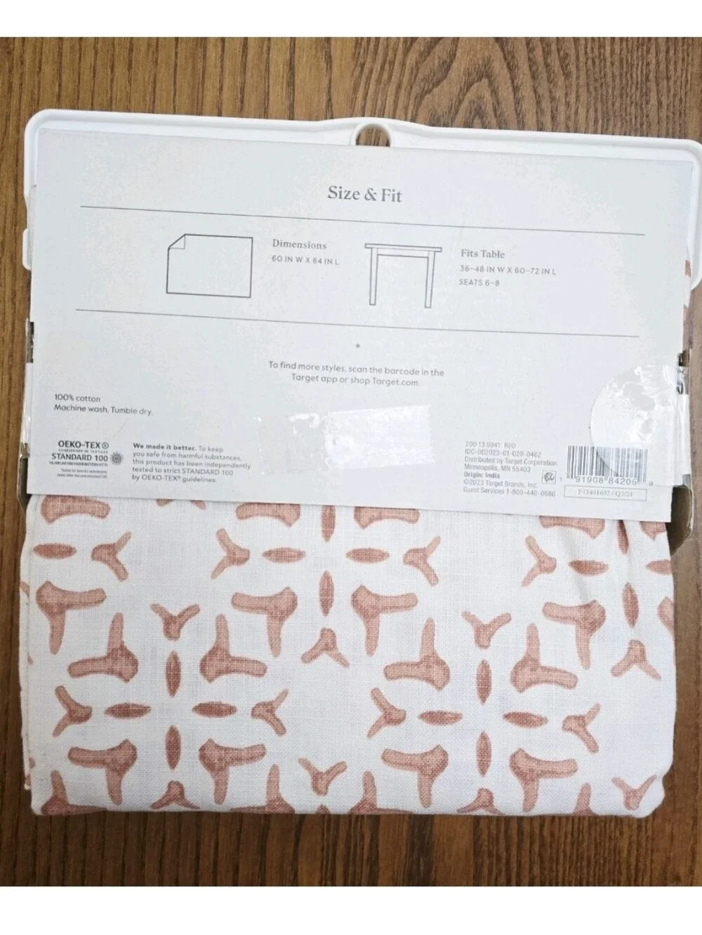 NEW Threshold Fabric Tablecloth Cotton 60 x 84 Rectangular White Dusty Rose Pink